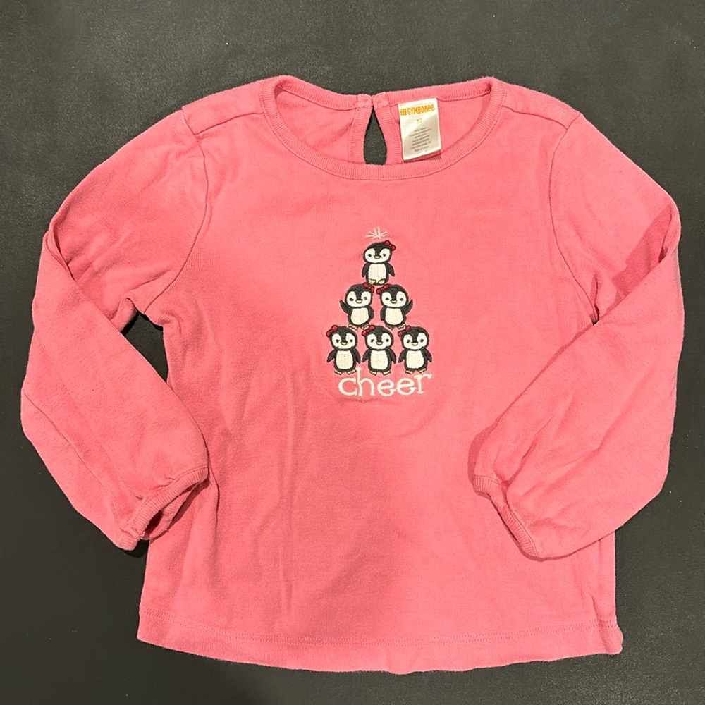 LAST CHANCE - EUC Gymboree Pink Top Penguins 3T